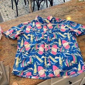 Vineyard Vines Kids Sailboat Shirt - Blue and Pink